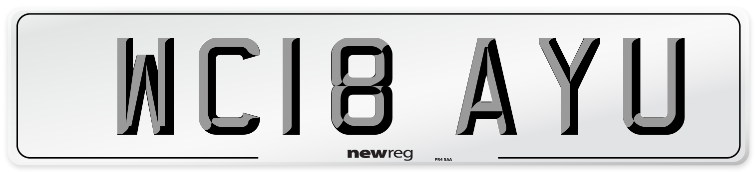 WC18 AYU Number Plate from New Reg